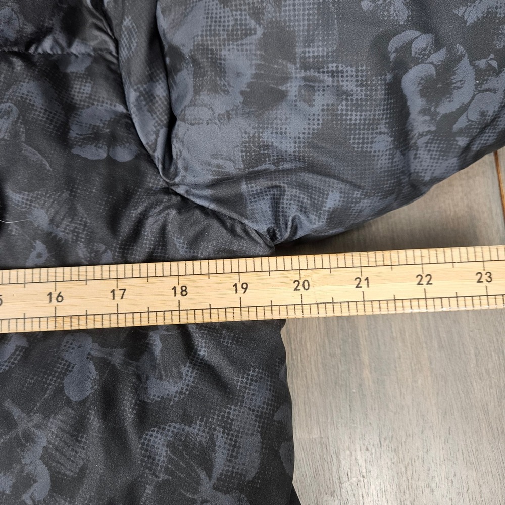 Ivivva Girls 12 Down Puffer Jacket Hooded Quilted Bomber Floral Black Gray Coat - Picture 7 of 8